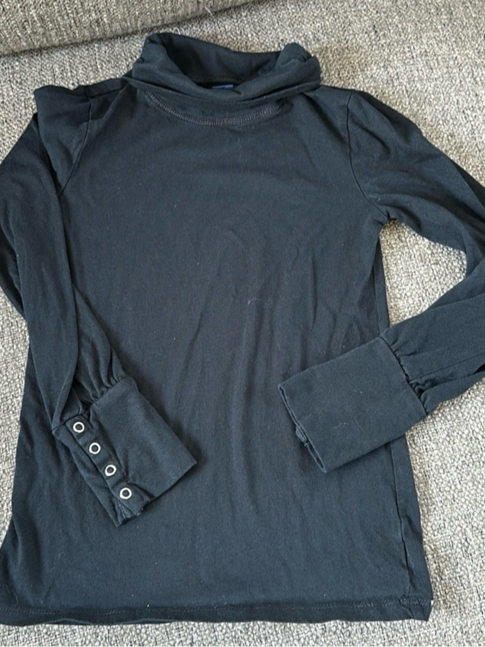 Gap Kids Girls Mock Neck Long Sleeve Top Black Snap Button Cuffs Size S 6/7